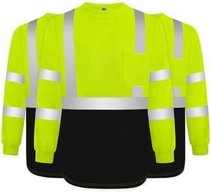 LX رجال فئة 3 مرحبا فيس قمصان العمل طويلة الأكمام أنسي أصفر دائم مقاومة للأوساخ مساحي البناء يلتقي مرحبا - Product Image 6