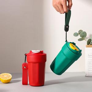 Stainless Steel Insulated Coffee Tumbler with Strap, Leakproof <b>Double</b> <b>Wall</b> Travel <b>Mug</b> with Dual Lid, for Office, Gym Custom Logo - Product Image 3