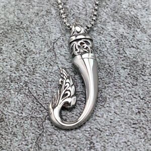 yunnique Stainless Steel Wave <b>Hook</b> Pendant Themed Asymmetry Design For Clothing Matching Gift - Product Image 3