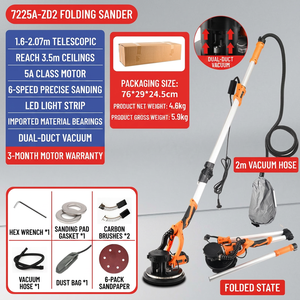 เครื่องขัดพื้นแบบวงโคจร ไฟฟ้า 1500 วัตต์ 120 โวลต์ แบบเสียบปลั๊ก ระดับมืออาชีพ พร้อมด้ามจับยาวและระบบเก็บฝุ่น - Product Image 6