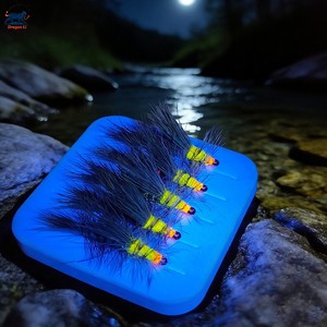 Señuelos de pesca con mosca seca Glow Hand-Tied Stonefly Stimulator de alta flotabilidad con pelo de ciervo <span class=keywords><strong>para</strong></span> trucha, lubina y salmón 8 #   10 # - Product Image 2