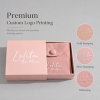 Boîte d'emballage de bijoux de luxe personnalisée professionnelle, style tiroir rose avec pochette en microfibre et bouton