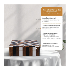 Boîte de rangement décorative artisanale pour la maison avec couvercle, boîte à télécommande en bois, support pour télécommande pour le salon, table basse - Product Image 6