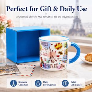Mug à café en céramique personnalisé OEM, souvenir touristique de <span class=keywords><strong>Paris</strong></span>, France, design de la ville, tasse cadeau en porcelaine avec rebord - Product Image 2