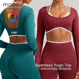 Top Deportivo Sin Costuras de Dos <span class=keywords><strong>Tonos</strong></span>, Tallas Grandes XS-XL, 90% Nailon, 10% Elastano, Alta Elasticidad, Suave, Camiseta de Yoga <span class=keywords><strong>con</strong></span> Sujetador para Mujer - Product Image 1