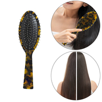 Brosse à cheveux en forme de pagaie avec logo personnalisé, en acétate marbré, ovale, avec coussin et broche en acier, pour massage du cuir chevelu, démêlage et antistatique, pour femmes, coffret cadeau