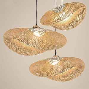 Lampada a Sospensione Artigianale in Vimini di Bambù, Nuovo Design, <span class=keywords><strong>Lampadario</strong></span> in Rattan <span class=keywords><strong>Naturale</strong></span> per Arredamento Casa e Ristorante - Product Image 2