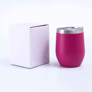 Personalized 12oz Stainless Steel Insulated Powder Coated Egg Shape Cup Promotional Gift <b>Coffee</b> Mug Custom Wine Tumbler with Lid - Product Image 3