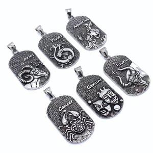 Collar del Zodíaco Vintage Impermeable de Acero Inoxidable 316L con Colgante Gótico Punk de Titanio con Diamantes y Animales, Collar de Santo Patrón - Product Image 4