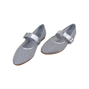 <span class=keywords><strong>Ballerine</strong></span> da Donna Eleganti e Leggere con Punta Affusolata, Design in Pelle Metallizzata Argento, Traspiranti con Cinturino a Fibbia - Product Image 3