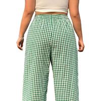 Pantalon Y2K personnalisé à carreaux vichy pour femme, taille élastique, coupe ample, avec poches, bas de pyjama décontracté, vente en gros