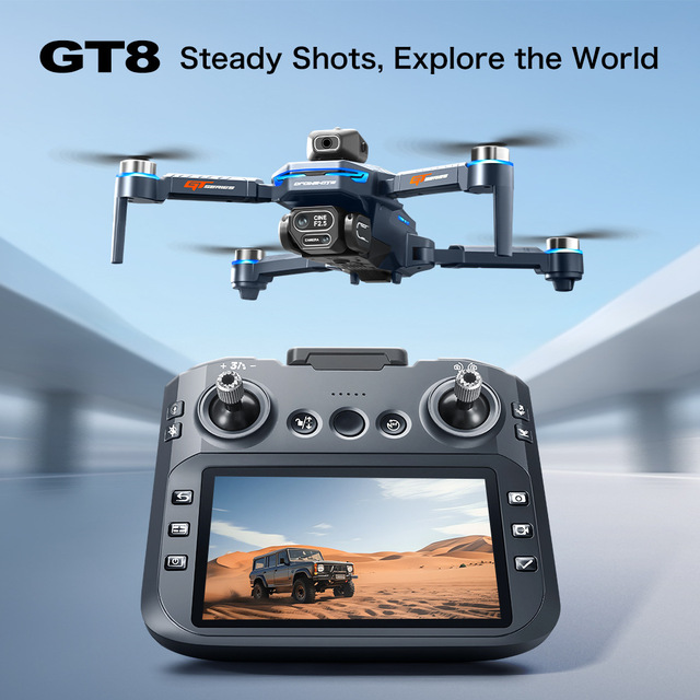 Professional RC Drone Dual HD Camera FPV WiFi Brushless Motor Obstacle Avoidance Foldable Optical Flow Drone with Display Screen