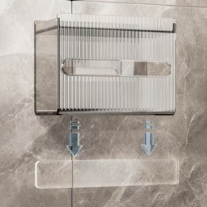 Wandgemonteerde Tissuehouder Zonder Sporen Sticker Trekkoord Doos Plastic Multifunctioneel Toiletpapier Doos Groot Formaat - Product Image 3