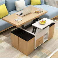 Ensemble de table et de chaises en bois moderne, bureau multifonctionnel, bureau à domicile, bureau à café réglable, table de rangement pliable