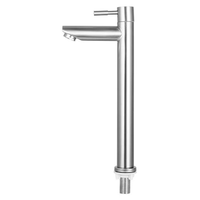 Robinet de lavabo en acier inoxydable brossé S304 de qualité supérieure - Robinet monocommande à col haut pour lavabo sur plan en salle de bain