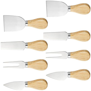 Ensemble de 8 couteaux à fromage en acier inoxydable écologique de haute qualité avec poignées en bois Coupe personnalisable en gros disponible - Product Image 4