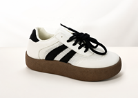 Baskets Rétro Femme Maille Rayées Cuir PU Soudure Semelle Gomme Épaisse Plateforme Chaussures Board Décontractées Grossiste