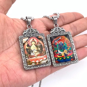 <b>Titanium</b> Steel Thangka Pendant With Zodiac Guardian Deity For Men Everyday Wear 216035 - Product Image 3