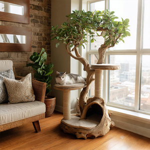 Arbre à chat tout-en-un : structure d'escalade compacte pour petits espaces, idéal pour les grands chats, plateforme de saut multi-niveaux, nid pour chat inclus. - Product Image 5