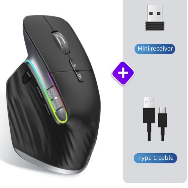 2.4G Rechargeable RGB Ergonomic 4000DPI Wireless USB Interface Optical Mouse C 12 RGB BT Gaming Laptop Tablet 8D LED Desktops
