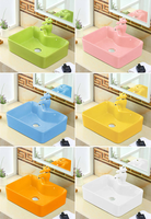 Lavabo en céramique pour enfants, couleurs personnalisées, adorable, moderne, petite taille, dessin animé, lavabo de salle de bain pour maternelle
