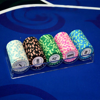 Boîte à jetons en acrylique de taille 100 et support de jetons pour club de Texas Hold'em, plateau à jetons transparent