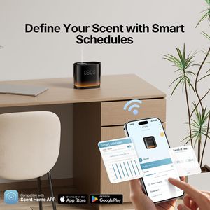Difusor de Aromas de Escritorio con Atomización de Dos Fluidos, Reloj LED Digital y Luz Nocturna Cálida para Apartamentos y Oficinas - Product Image 2
