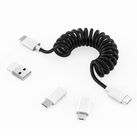 Kit de Adaptador de Carga USB Multifuncional para Viajes, Cable Transparente con Resorte, Convertidor USB y Juego de Cables de Carga C-C de 60W