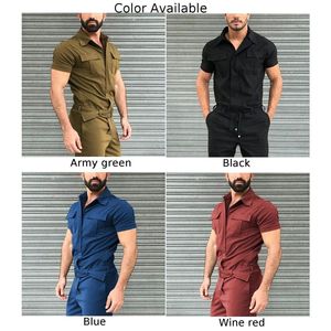 Trabajador hombres auto <span class=keywords><strong>tienda</strong></span> reparación lavado <span class=keywords><strong>de</strong></span> coches <span class=keywords><strong>trabajo</strong></span> uniforme ropa <span class=keywords><strong>de</strong></span> <span class=keywords><strong>trabajo</strong></span> bordado cintura manga corta overol - Product Image 3