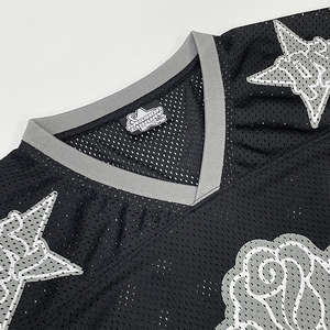Chemises personnalisées Fashion Mesh V Neck Sublimation DesignBlack Fans America Football Jersey - Product Image 4