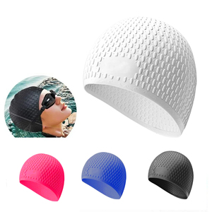 การออกแบบพื้นผิวหยดน้ำ ลดการกันน้ำ ช่วยเพิ่มความเร็ว ป้องกันการลื่นไถล หมวกว่ายน้ำซิลิโคนทำความสะอาดง่าย - Product Image 2