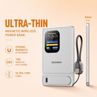 Nouvelle Powerbank Magnétique B2B Populaire 2026 5000mAh Ultra Mince Boîtier Aluminium Charge Rapide Sans Fil Qi2 15W & PD 20W avec Support OEM