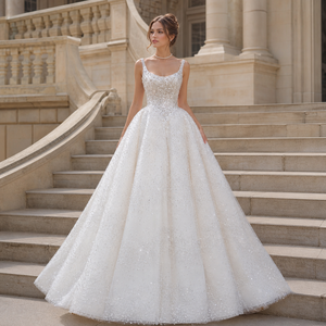 LY128 Sparkly Spaghetti Strap Crystal Wedding Bridal Women's Party <b>Dresses</b> - Product Image 1