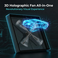 Nouveau ventilateur holographique 3D à œil nu 2026 avec couvercle de protection en acrylique, affichage holographique WiFi, application et audio Bluetooth
