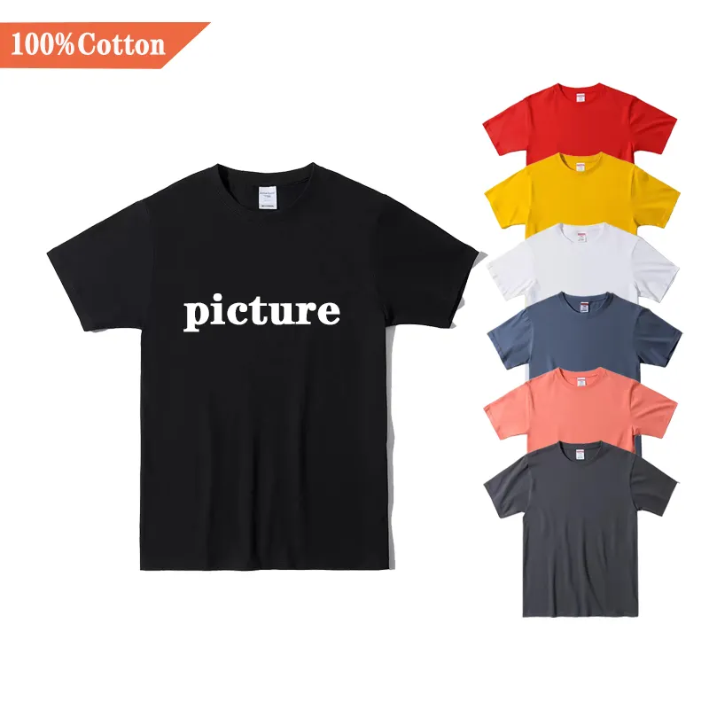 En gros Haute Qualité 100% Coton Impression Personnalisée LOGO Graphique homme Grande Taille O-cou T-shirt Blanc