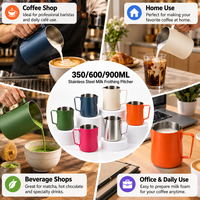 Kingze Coffee Barista Tools Pichet à lait en acier inoxydable 350ml 600ml 900ml avec stylo Latte Art
