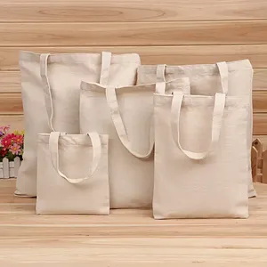 Sac fourre-tout en toile de coton blanc uni de haute qualité avec logo imprimé personnalisé - Product Image 5