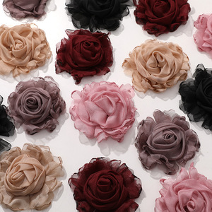 Atacado de Presilhas de Cabelo Artesanais DIY em Poliéster Estilo Art Déco, Acessórios de Vestuário, Estilo Floral Frio e Elegante, Tecido Retrô com Bordas Queimadas - Product Image 3