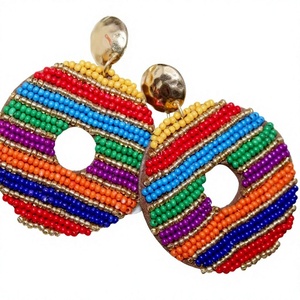 Nouvelles boucles d'oreilles pendantes en résine acrylique faites à la main, motif pastèque perlée, pour femme, bijoux fantaisie mignons pour soirée - Product Image 6