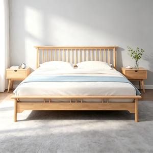 Modern Hand Minimalist Soft <b>Platform</b> <b>Bed</b> <b>Frame</b> Mahogany Solid Wood Eco-Friendly for Home Bedroom Use - Product Image 3