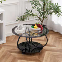 Table basse à cinq anneaux en verre trempé, table basse moderne simple ovale