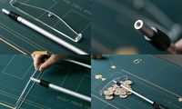 Râteau pliable en acrylique à 2 sections pour la collecte des jetons de poker, conception portable, manche en aluminium durable pour l'organisation des jetons sur la table de casino