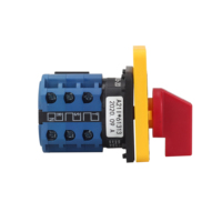 CanTak LW26-20 Saklar Putar Tiga Lapis Bersertifikasi CE / RoHS, Pemilih Pengalih Voltmeter Pelat Kuning Gagang Merah 440V/20A