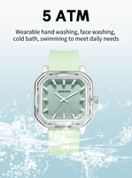 Jam Tangan Quartz Unisex Persegi Seri SANDA Jelly Warna-warni Tahan Air 30M Senyap untuk Siswa Ujian Sehari-hari