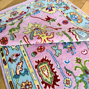 Tapis en laine rose à motifs floraux, tissé à la main, antidérapant, lavable, rembourré, écologique pour salon, chambre, hôtel - Product Image 6