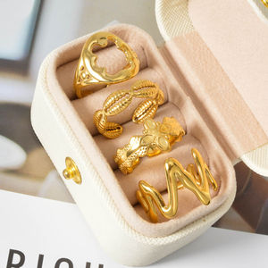 Anillo de Mujer de Acero Inoxidable Chapado en Oro de 18K, Elegante y Versátil con Diseño Abierto Ajustable, 2025 - Product Image 5