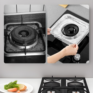 Gas Stove <b>Tin</b> <b>Foil</b> Oil Proof Mat Square Food Grade Aluminum <b>Foil</b> <b>Tray</b> Kitchen Cleaning Stove Protector - Product Image 1