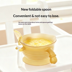 Bol pour bébé en silicone résistant à la chaleur avec logo personnalisé, sans BPA, double poignée, qualité alimentaire, vaisselle pour tout-petits, ensemble cadeau pour les repas des enfants - Product Image 4