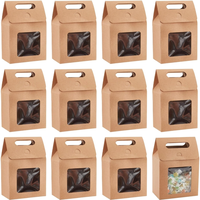 Boîte à friandises en papier kraft avec logo personnalisé, poignée et fenêtre transparente, boîte cadeau écologique en forme de gable, en vrac pour mariage, anniversaire, bonbons