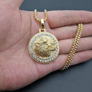 Collares de Moda de Acero Inoxidable con Baño de Oro, Diseño de Cabeza de Lobo, Estilo Hip Hop, Resistentes al Agua, para Hombre, Venta al por Mayor - Product Image 6